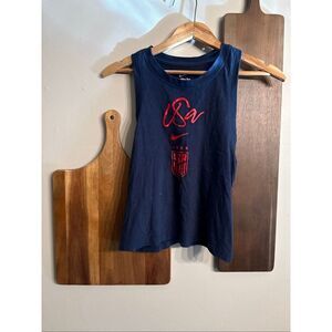 Nike Navy Blue Dri-Fit Cotton Sleeveless Racerback Soccer Crop Tank Top Small